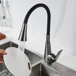 Смеситель для кухни Shevanik S543T-3 оружейная сталь/чёрный